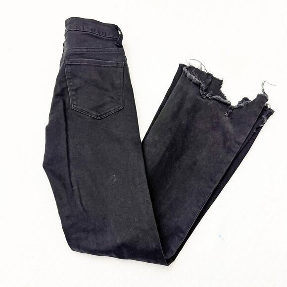Flying Monkey Black Flare Distressed Ripped Hem Wide Leg Denim Jeans Size 24 - Picture 7 of 7